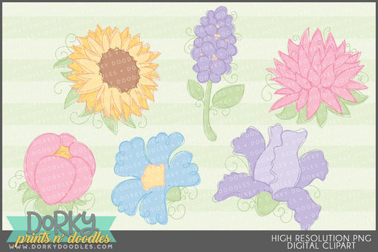 Sketchy Flowers Spring Clipart