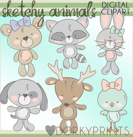 Sketchy Forest Animals Clipart
