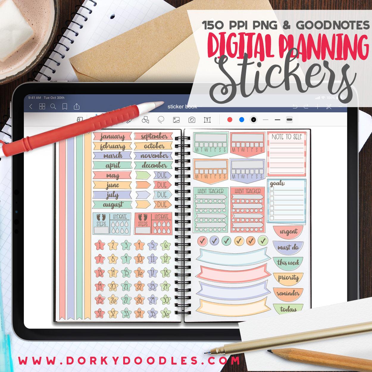 Sketchy Mermaid Extra Digital Planner Stickers