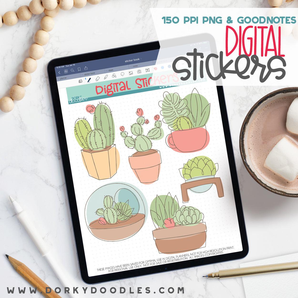 printable succulent stickers Sketchy Succulent Digital Planner Stickers