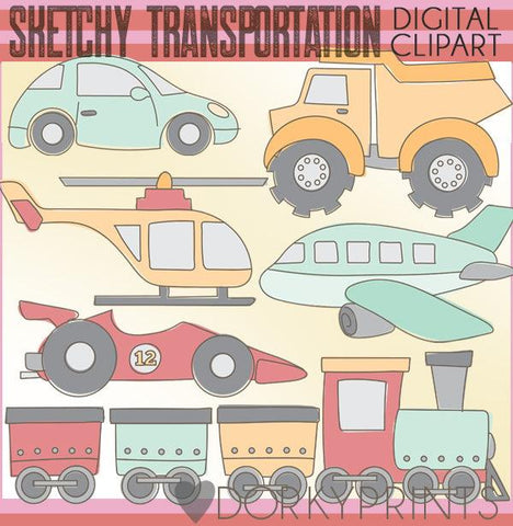 Sketchy Transportation Vehicles Clipart