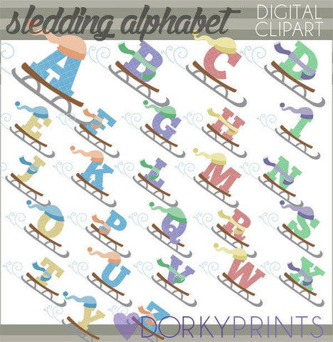 Sledding Alphabet Clipart