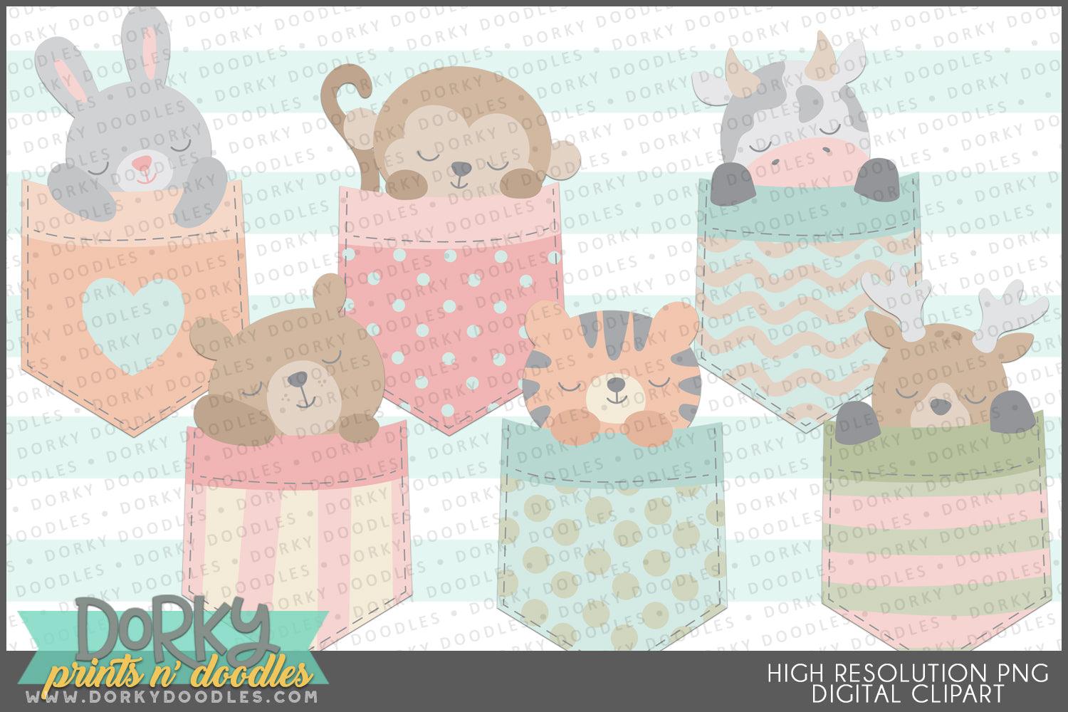 Sleeping Pocket Animals Clipart - Dorky Doodles