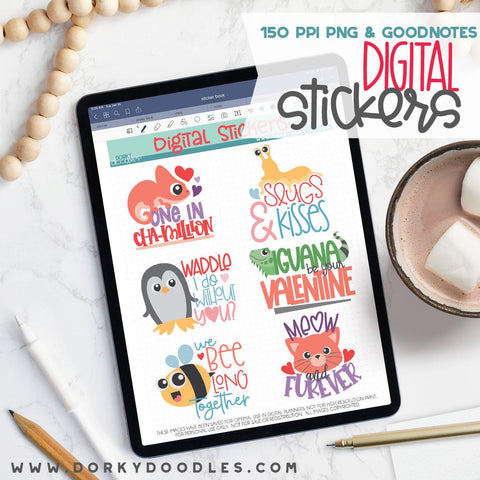 Slugs and Kisses Digital Planner Stickers - Dorky Doodles