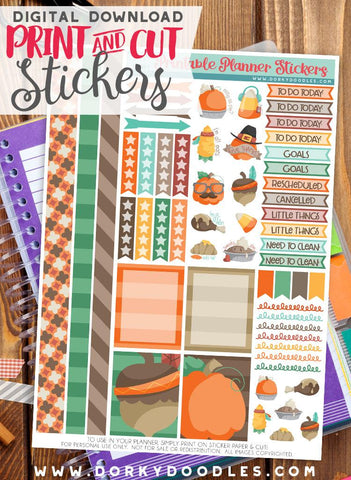 Snarky Thanksgiving Print and Cut Planner Stickers
