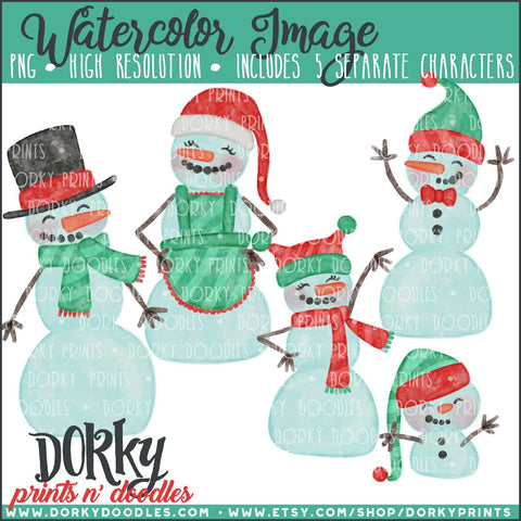 Snowman Family Watercolor PNG
