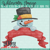 Snowman with Banner Watercolor PNG