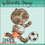 Soccer Sloth Watercolor PNG