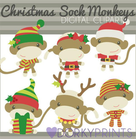 Sock Monkey Santa Christmas Clipart
