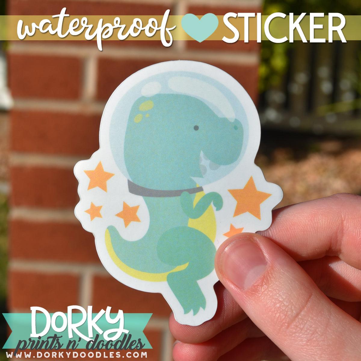 Space Dino Large Waterproof Sticker