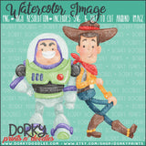 Space Ranger and Cowboy Toy Watercolor PNG
