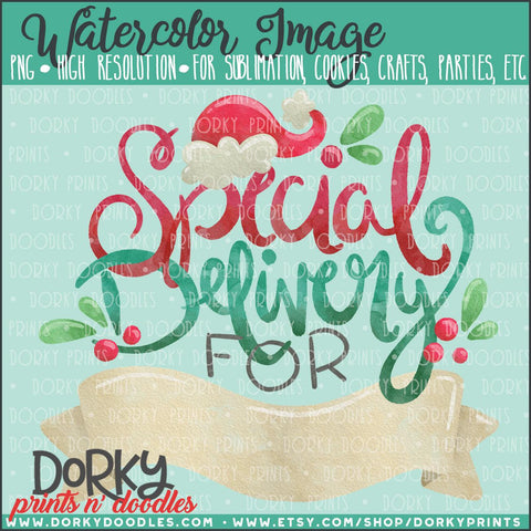 Special Delivery Christmas Watercolor PNG