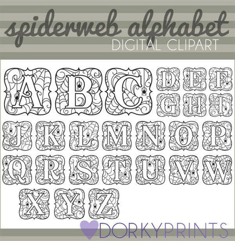 Spiderweb Alphabet Clipart