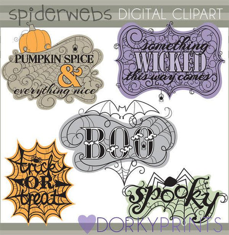 Spiderweb Sayings Halloween Clipart