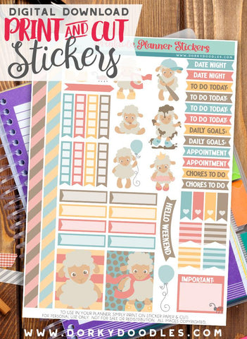 Spring Lamb Print and Cut Planner Stickers