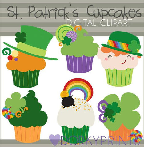 St Patrick's Day Cupcakes Holiday Clipart