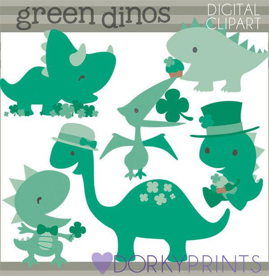 St Patrick's Day Dinosaur Holiday Clipart