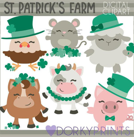 St. Patrick's Farm Animals Holiday Clipart