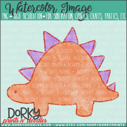 Stegosaurus Dinosaur Sketchy Watercolor PNG