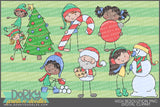 Stick Kids Christmas Clipart