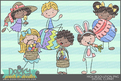 Stick Kids Easter and Spring Clipart