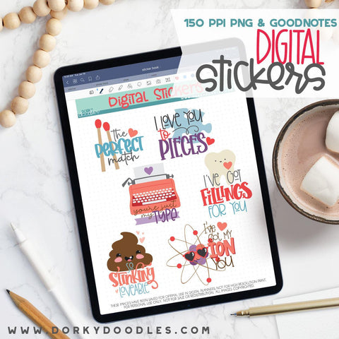 Stinking Loveable Digital Planner Stickers - Dorky Doodles