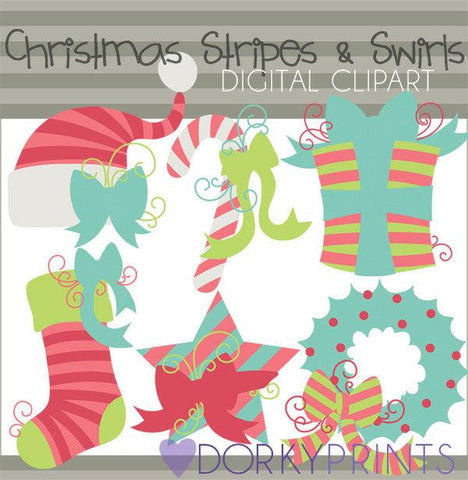Stripes and Swirls in Pink Christmas Clipart