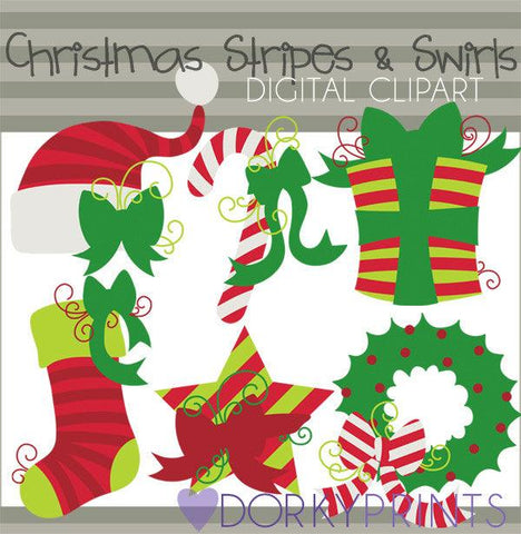 Stripes and Swirls in Red Christmas Clipart