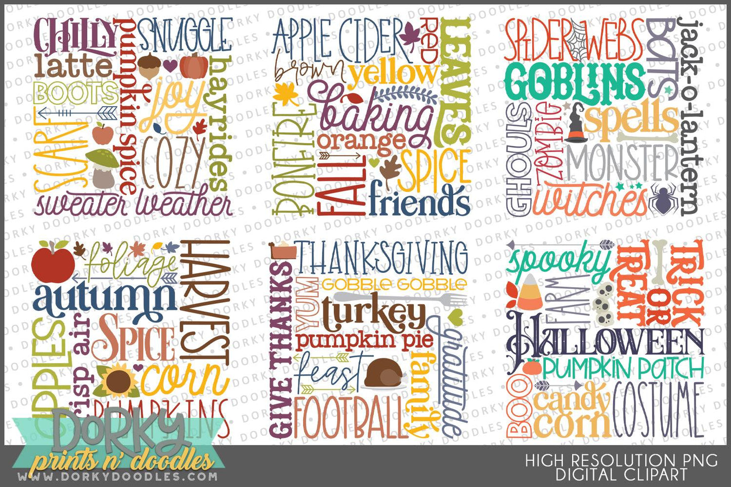 Subway Art for Fall Halloween Clipart - Dorky Doodles