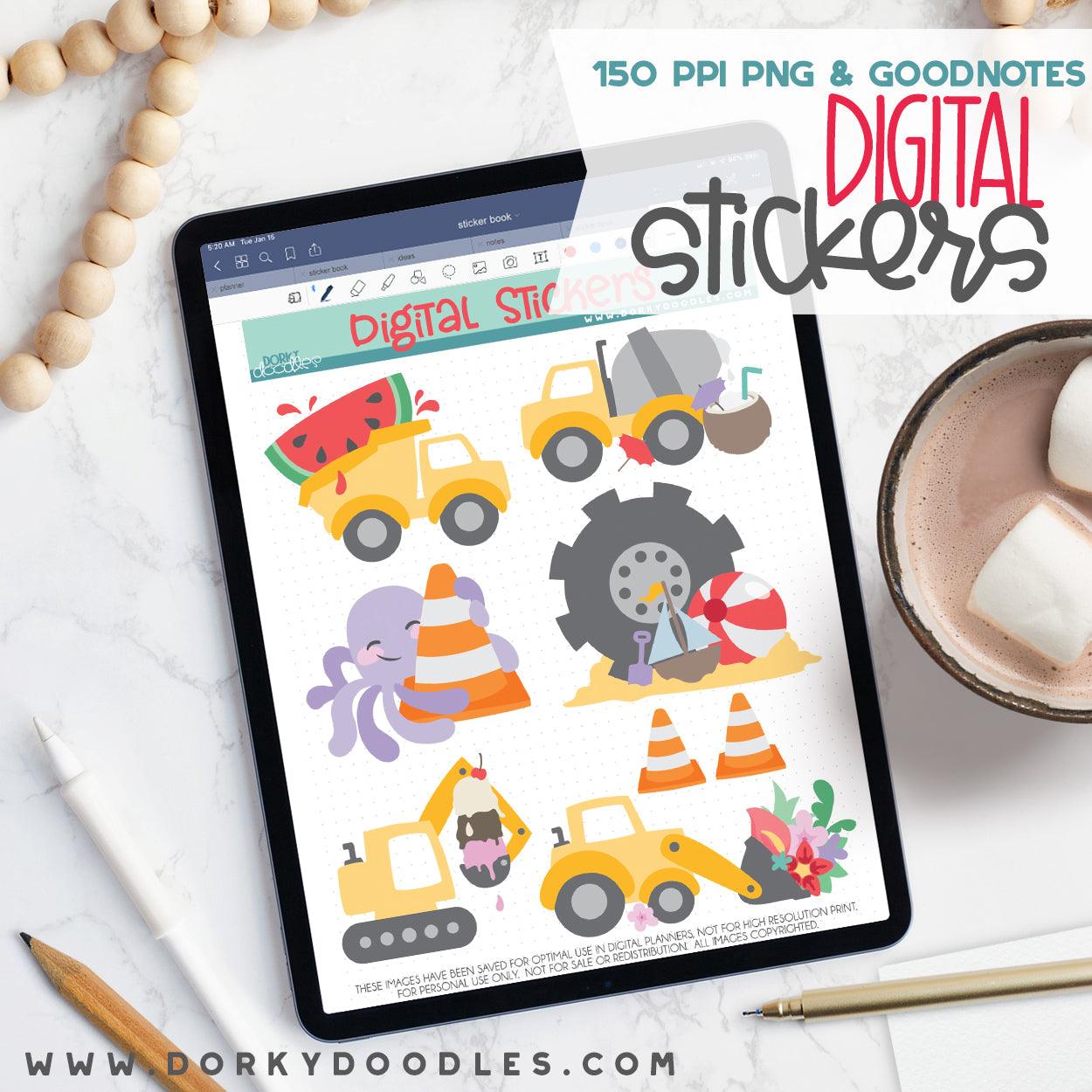 Summer Construction Digital Planner Stickers