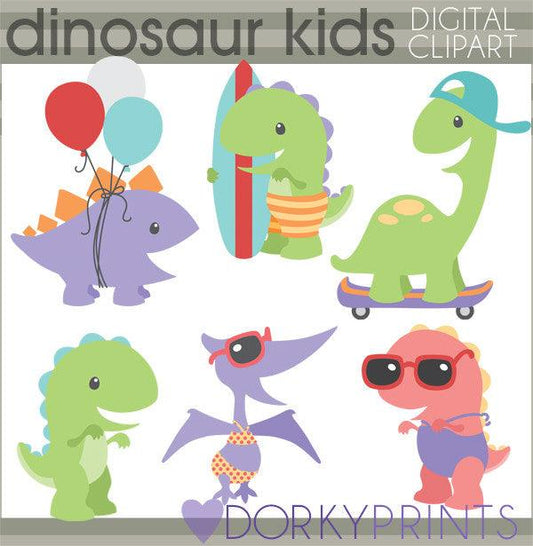 Summer Fun Dino Animals Clipart