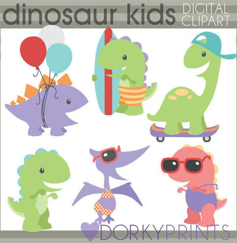 Summer Fun Dino Animals Clipart