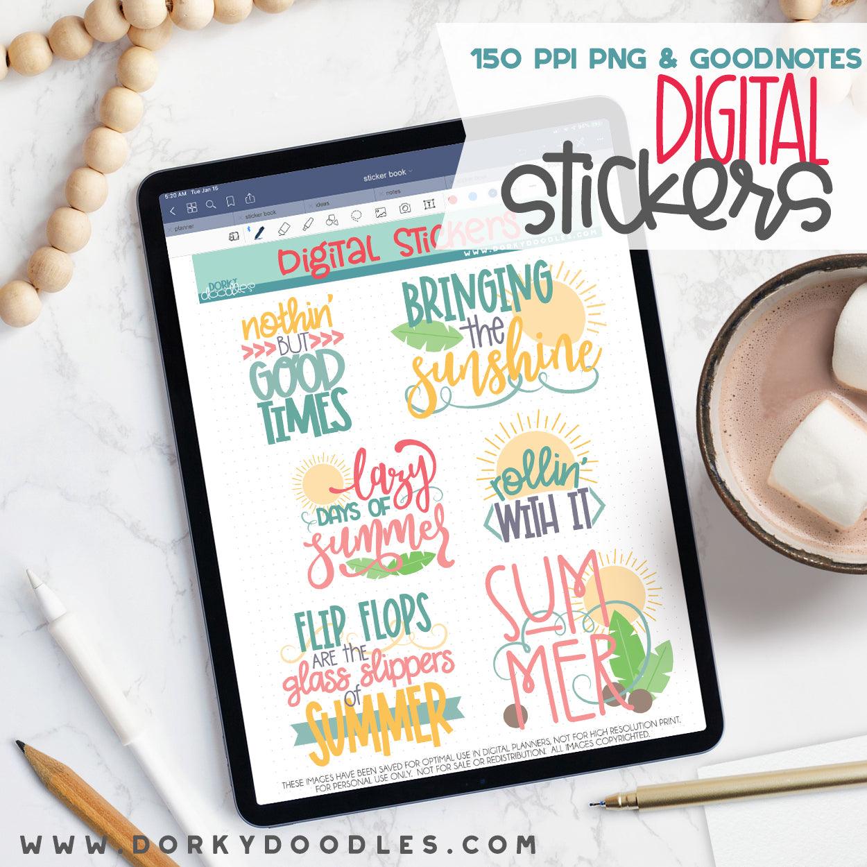 Summer Sayings Digital Planner Stickers