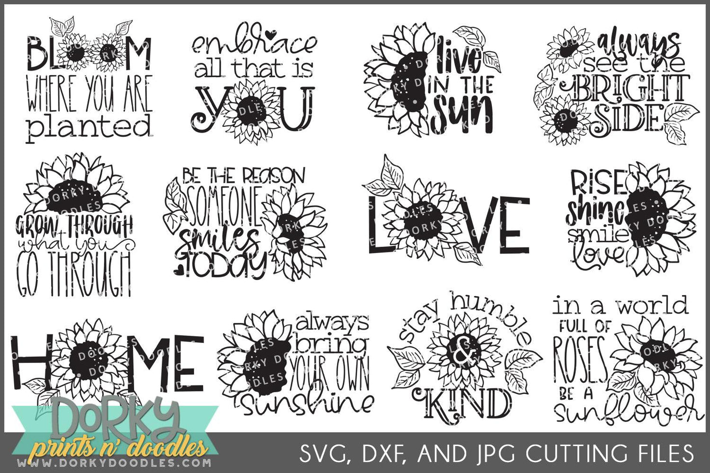 Sunflower DXF and SVG Cuttable Files - Dorky Doodles