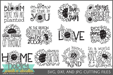 Sunflower DXF and SVG Cuttable Files - Dorky Doodles