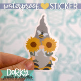 Sunflower Gnome Large Waterproof Sticker - Dorky Doodles