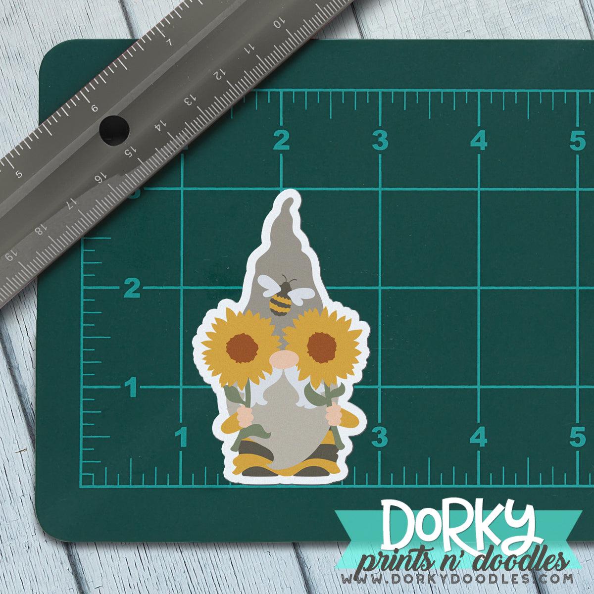 Sunflower Gnome Large Waterproof Sticker - Dorky Doodles