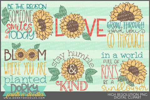 Sunflower Happiness Sayings Clipart