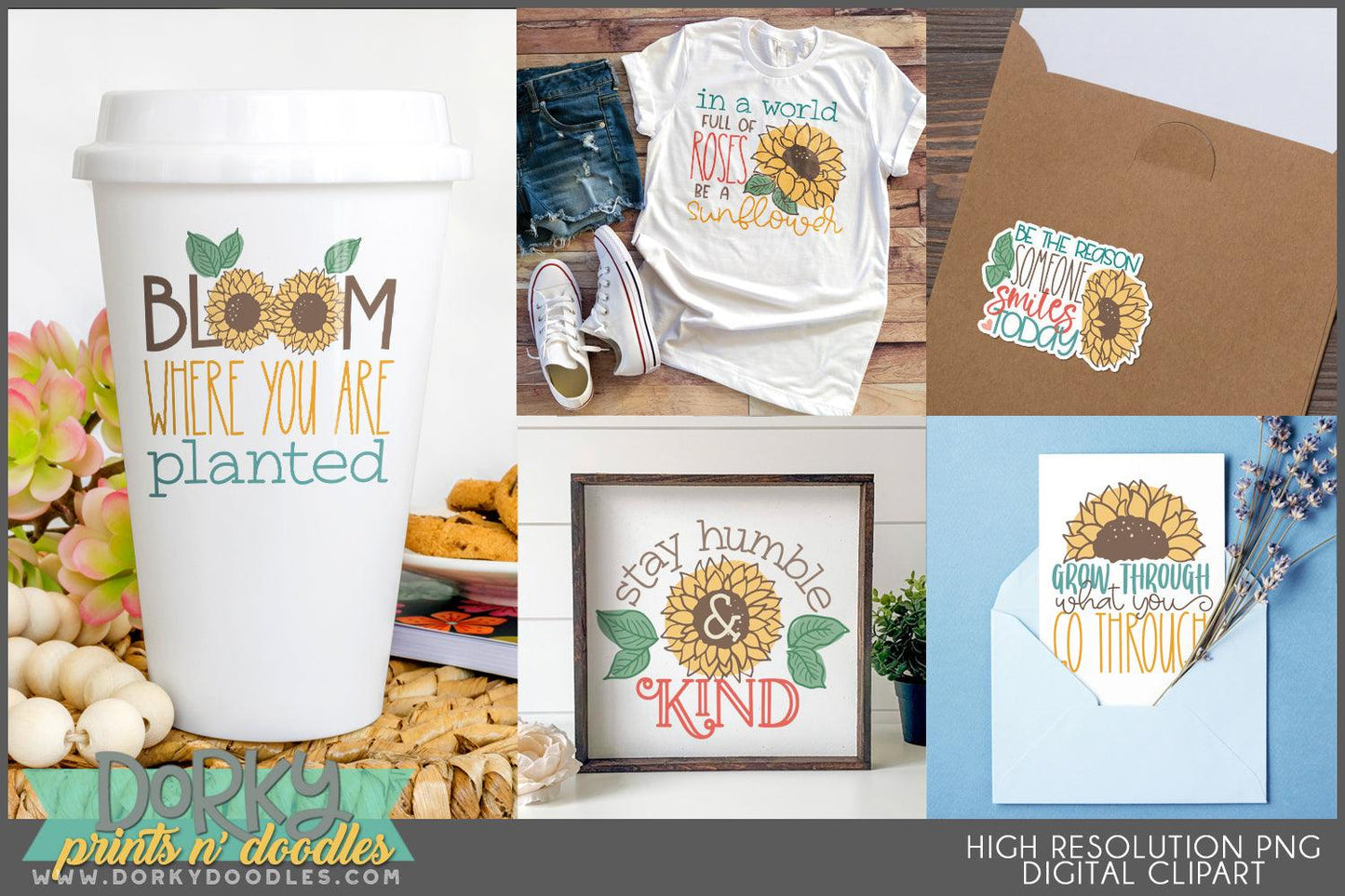 Sunflower Happiness Sayings Clipart