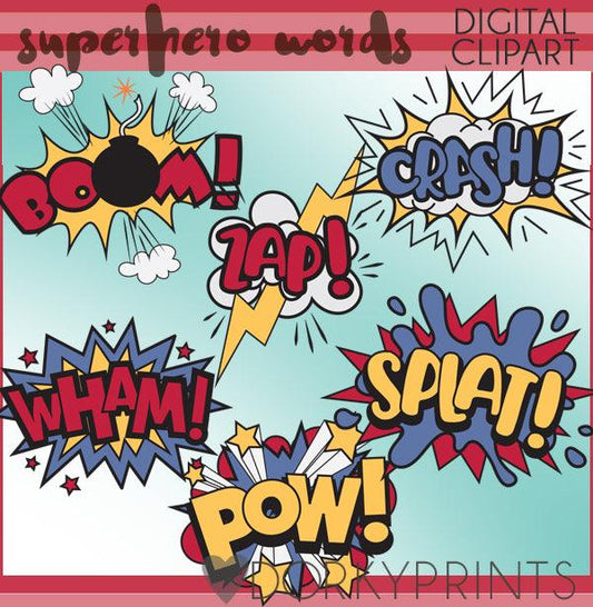 Superhero Words Kid Clipart