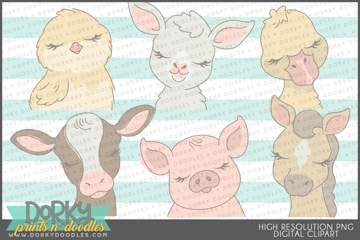 Sweet Baby Farm Animals Clipart - Dorky Doodles