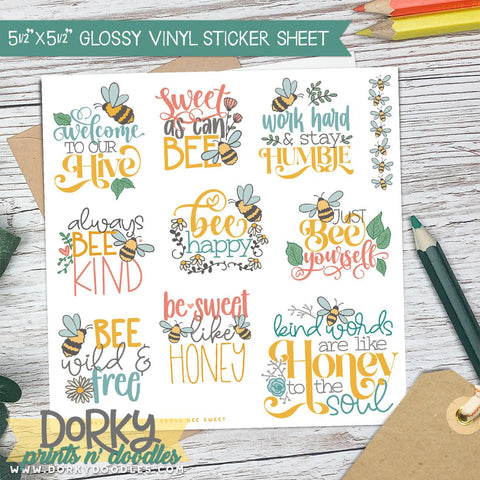 Sweet Bees Stickers Sheet