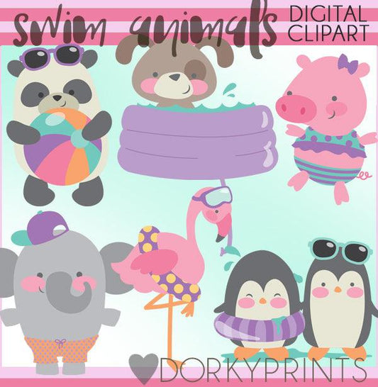 Swim Animals Summer Clipart