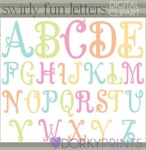 Swirly Fun Alphabet Clipart