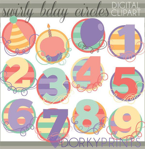 Swirly Numbers Birthday Clipart