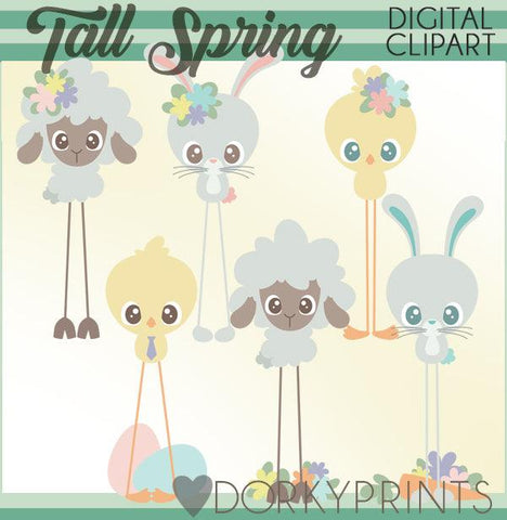Tall Easter Animals Spring Clipart