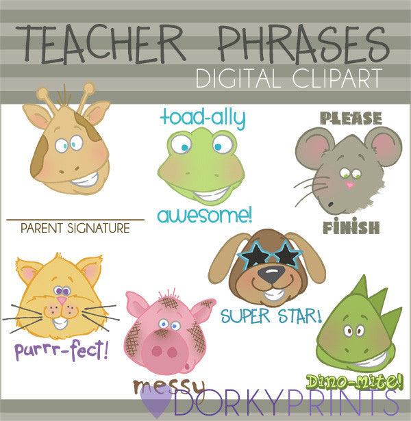 Teacher Phrases School Clipart