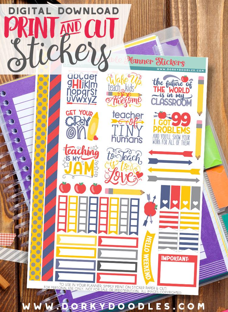 Teacher Print and Cut Planner Stickers