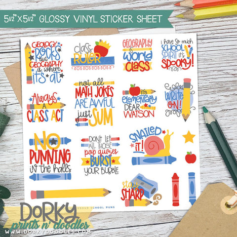 Teaching and School Puns Stickers Sheet