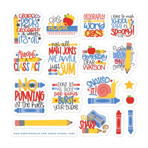 Teaching and School Puns Stickers Sheet